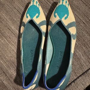 Rothy's The Point ballet flats in the retired Moroccan Green/Ikat print
